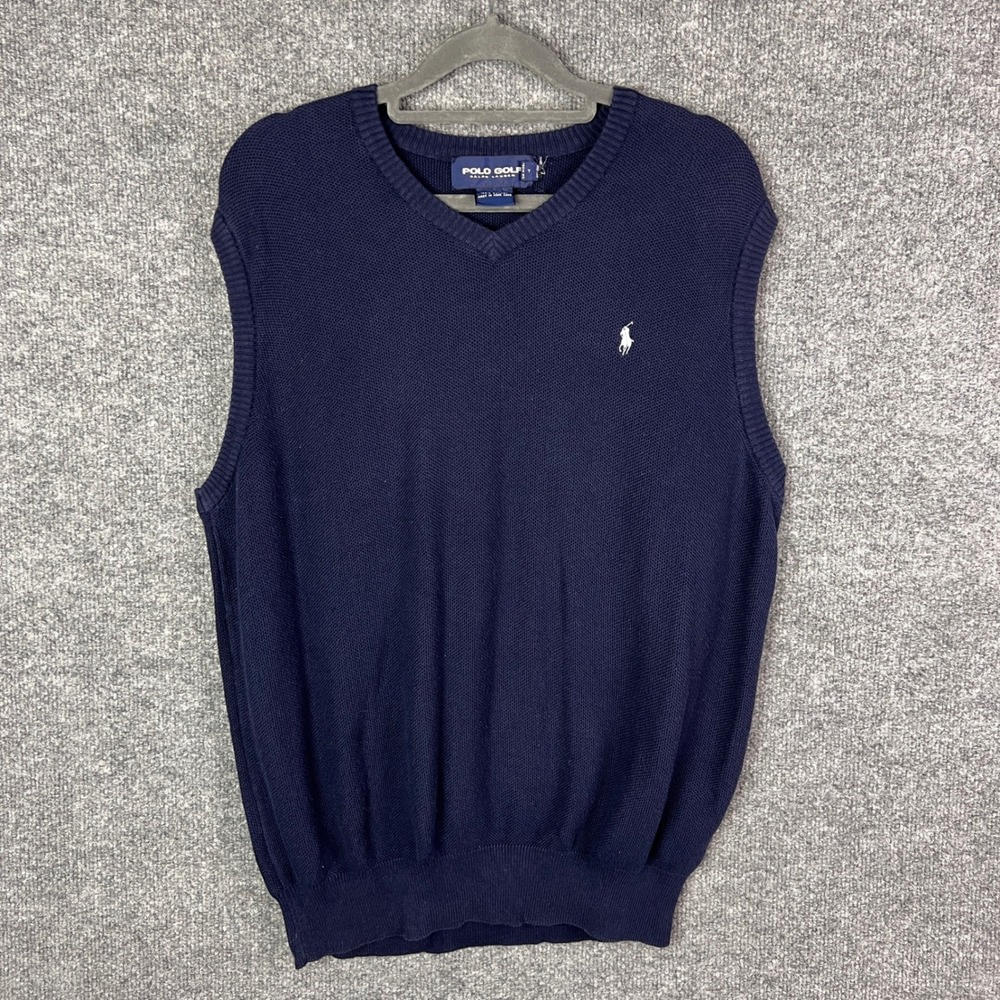 Polo Golf Ralph Lauren Mens‎ V Neck Sleeveless Knit Sweater Vest Navy L